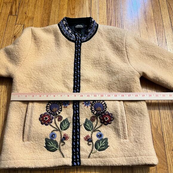 Icelandic Design Sweater Womens Medium Yellow Wool Vintage Floral 90s Flower - Picture 8 of 9